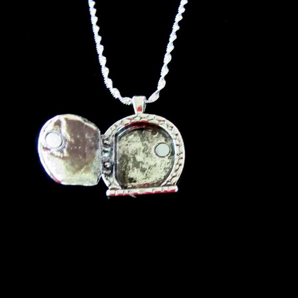 Fairy door pendant locket in silver metal - 16" silver chain-secret message! NEW - Picture 5 of 8